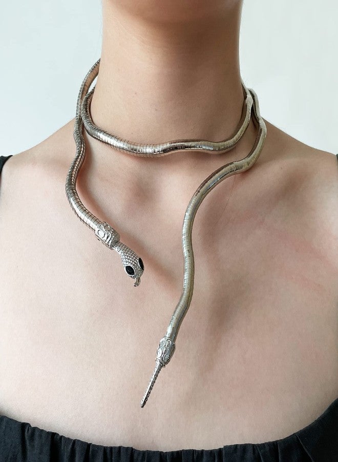 DOLLESS Bendable Snake Necklace for Women Flexible Adjustable Snake Bracelet Choker Halloween Gifts (Gold) - Image 2